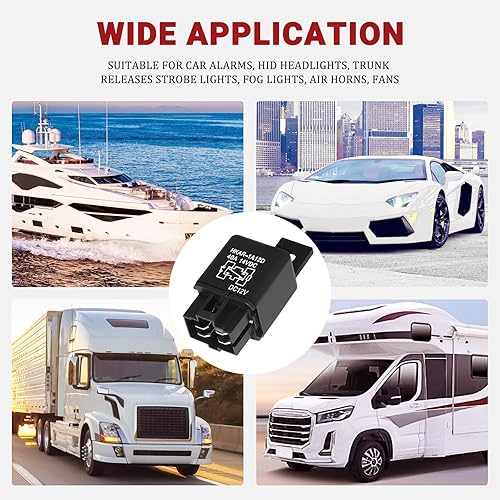 Miniatura 6 de Relé de 12 V 40 A para automóvil, barco, camión, relé de 4 pines SPST, ajuste universal, fusibles de automóvil, interruptor de relé de arranque,