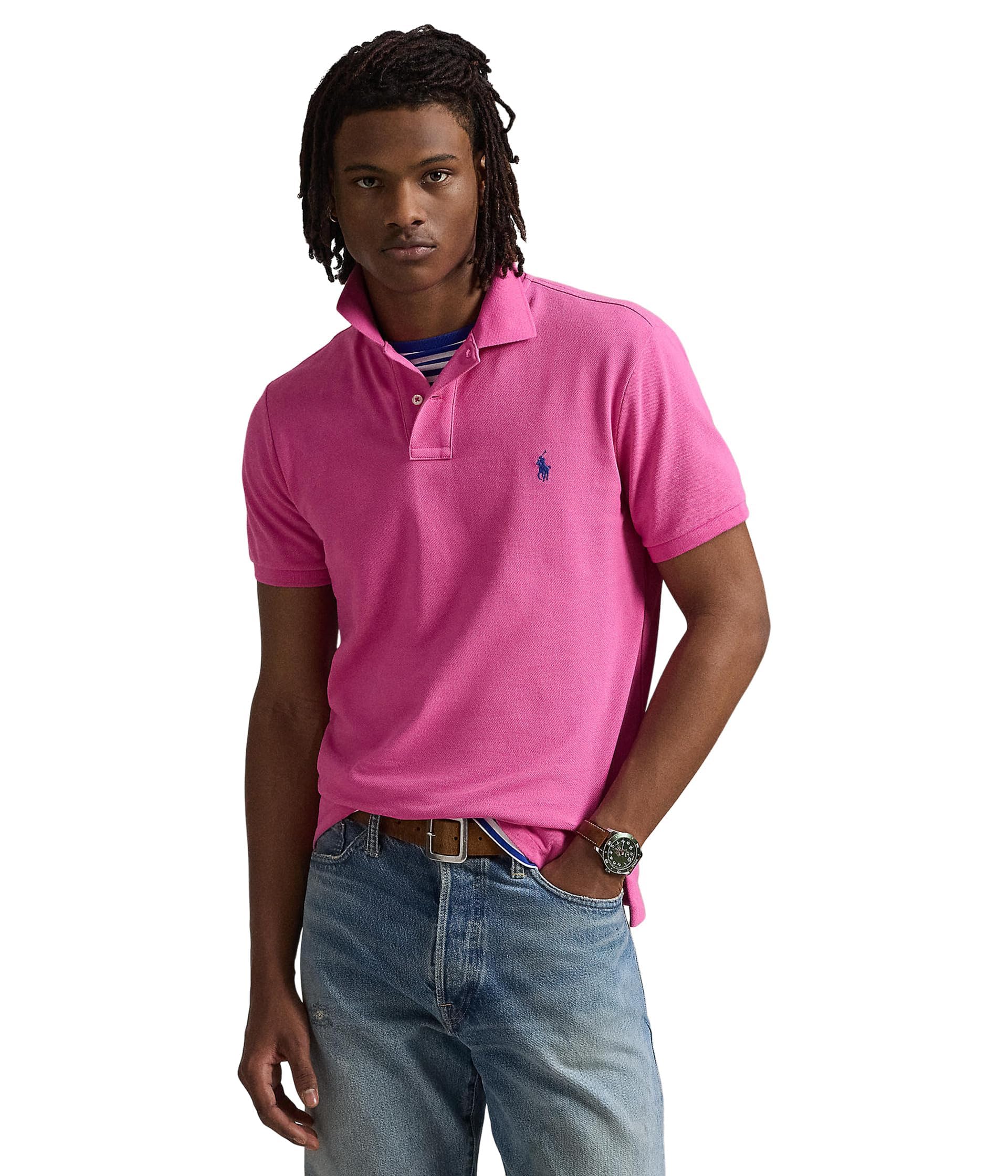 POLO RALPH LAUREN Mens The Iconic Mesh Polo Shirt, Peony, Large