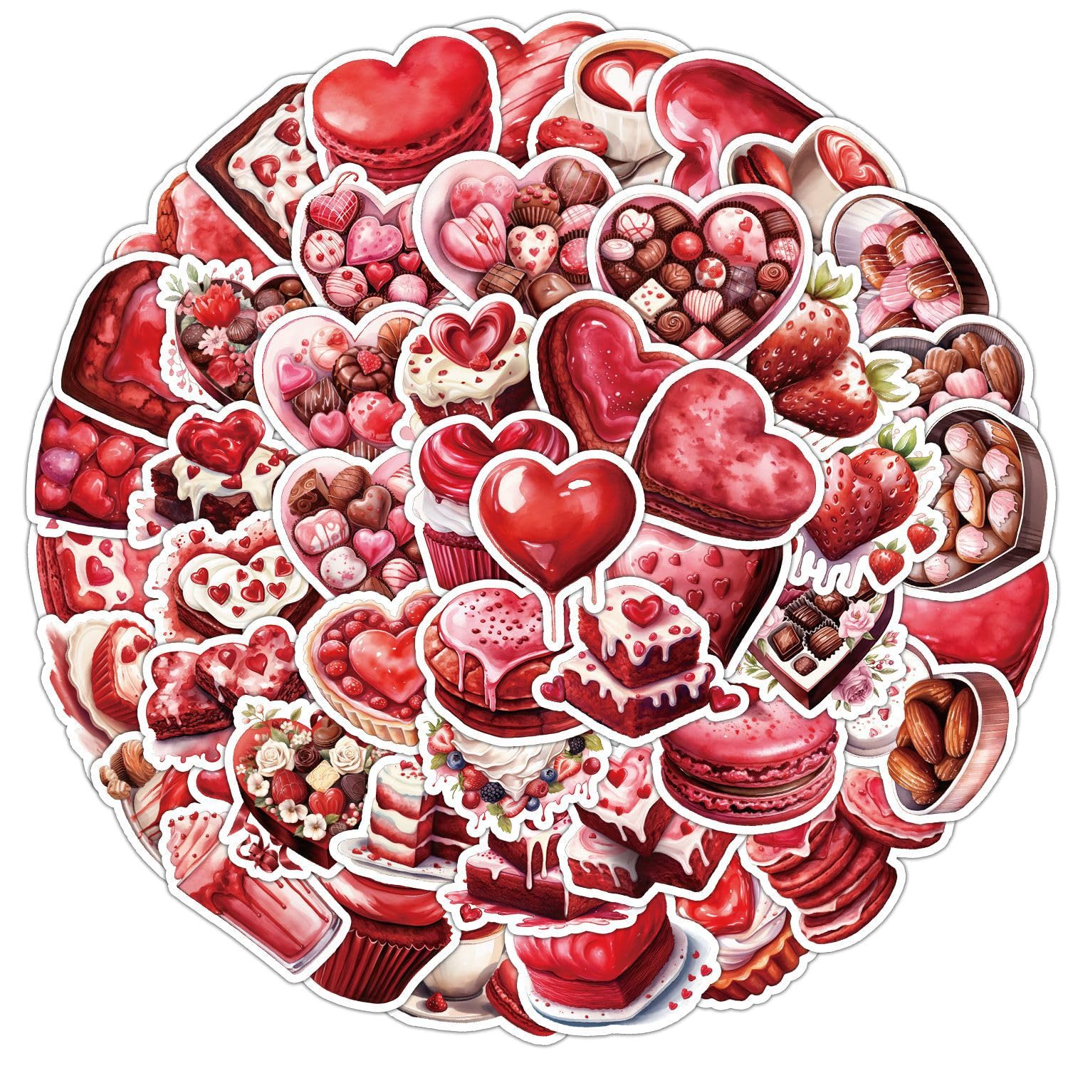 50 Packs Chocolate Stickers Water Bottles Laptop Phone Computer Guitar Skateboard Valentine's Day Vinyl Sticker Waterproof Aesthetic Trendy Decals for Kids Teens Girls Adults