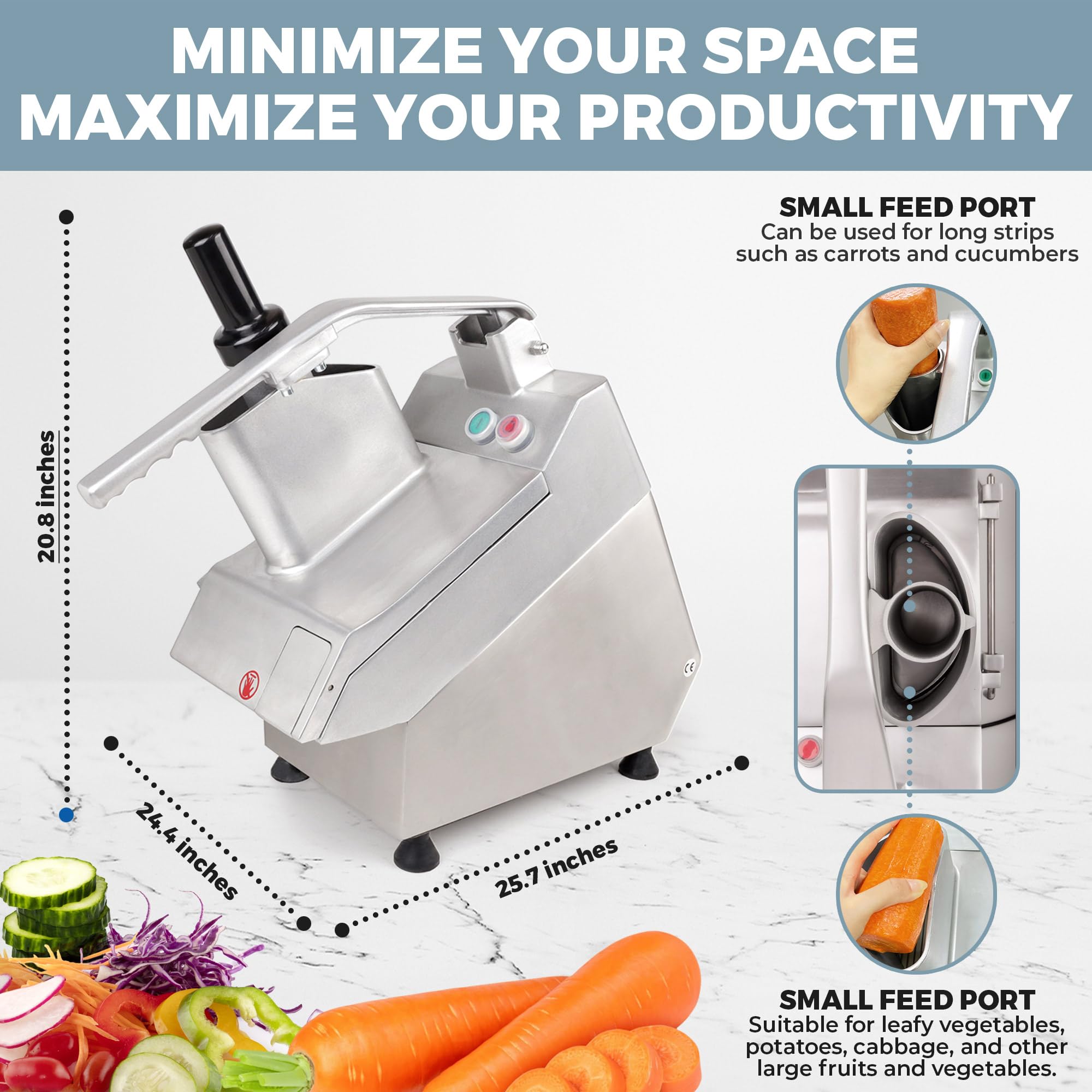 Tartle - Cortador de verduras comercial de 550 W y procesador de alimentos, cortador automático multifunción de 110 V, cortador de verduras, rallador de queso, cortador de papas, 3.17 cuartos de galón 4