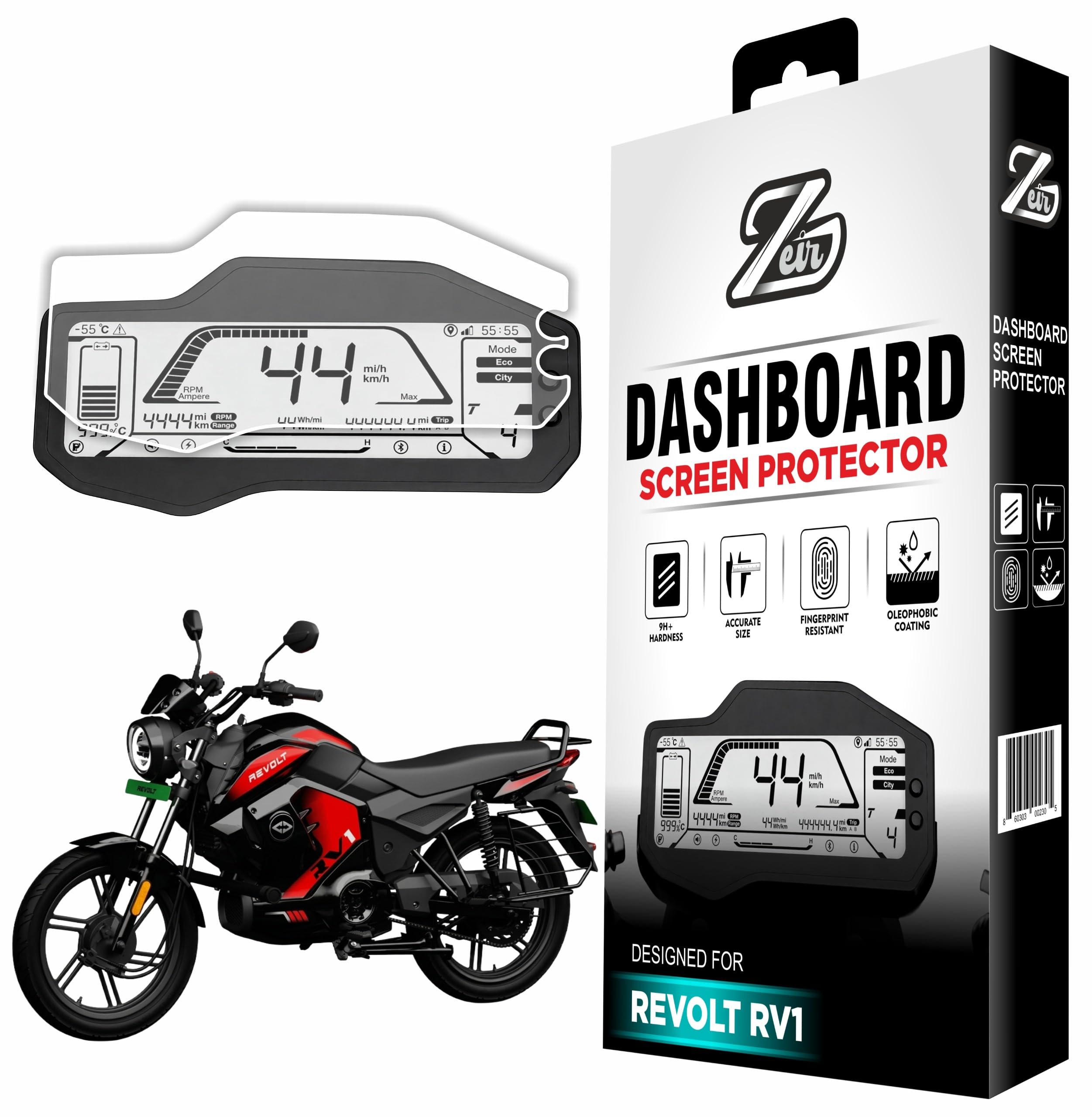 ZEIR Glossy Screen Protector For REVOLT RV1 RV1+ 2026 Facelift - TFT Digital Display Scratch Guard Compatible With RV 1 Plus|| 9H Hardness, Anti-Scratch & Water Resistant | HD Clarity Dashboard Touchscreen Accessory 2025 Facelift [Not Tempered Glass]-image-17