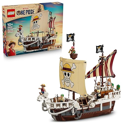 LEGO ONE PIECE The Going Merry Pirate Ship Toy - Play & Display Boat Model with 5 Minifigures incl. Luffy, Zoro & Nami - Anime Gift for 10+ Year Old Boys, Girls & Fans - 75639