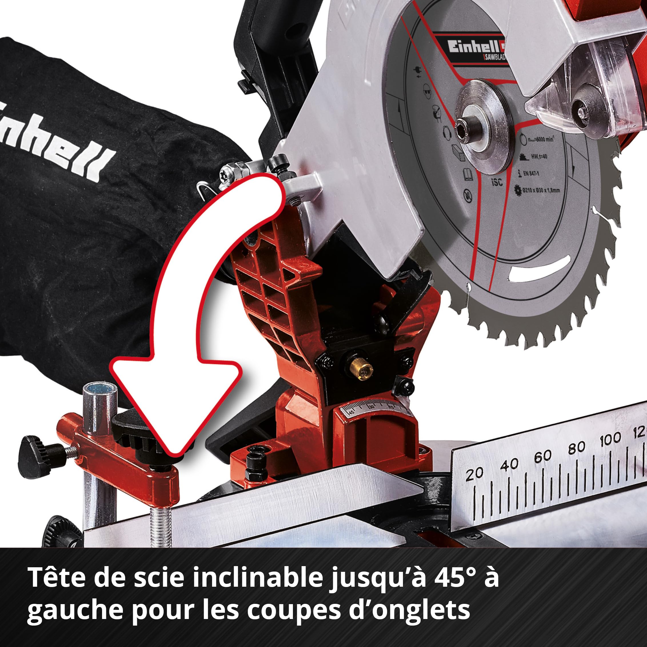 Einhell TE-MS18/210 Li-Solo Scie à onglet sans fil 18V 3000 trs/min Lame Ø210x30mm