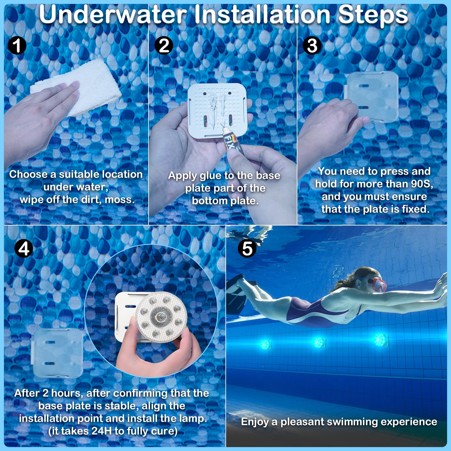 idyl light Lote de 4 lámparas sumergibles recargables para piscina con mando a distancia, impermeables, carga submarina, control de pilas con cambio de color, luces flotantes magnéticas para