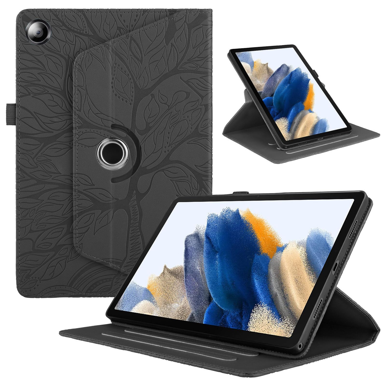 Funda para Samsung Galaxy Tab S9/ S8/ S7 11" (SM-X710/X700/T870) PU Cuero Tablets Protectora Cover 360°Carcasa Giratoria de ángulo Múltiple Stand Función Tablets Funda,Rojo Árboles — view 113