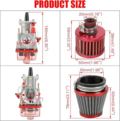 Miniatura 9 de GREHUA PWK - Kit de carburador de 0.945 in para Predator 212 196cc 224cc Non Hemi Coleman CT200U BT200X Mini Bike Baja MB200 KT196 Go Kart 6.5hp