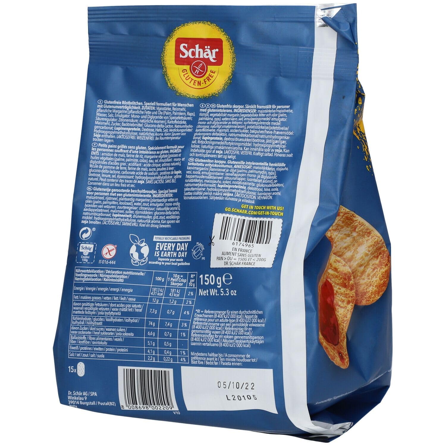 Italian Gourmet Schär Italian Gourmet Crostini senza Glutine, glutenfreie | Pensati per intolleranti, knusprige Würfel für Suppe, Salat und cremige, Gesamtnettogewicht 1,8 kg + Kostenlos Polpa 400g