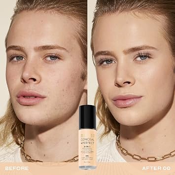 Milani Conceal + Perfect 2-in-1 Foundation + Concealer for a Flawless Complexion, Under Eye Corrector, Cover Redness and Imperfections, Waterproof and Sweatproof - 00-Light Natural