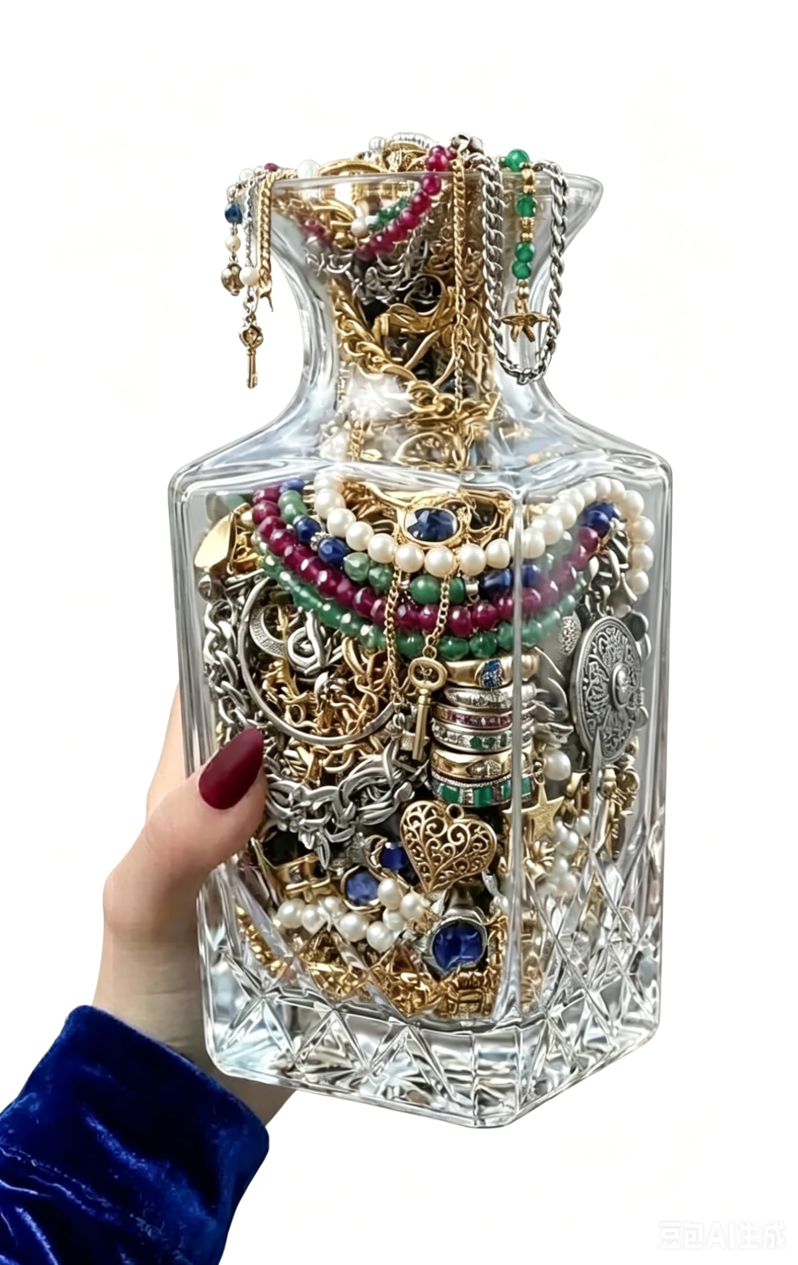 Paquete de joyas mixtas en un elegante tarro de joyería con caja de joyería de diseño.