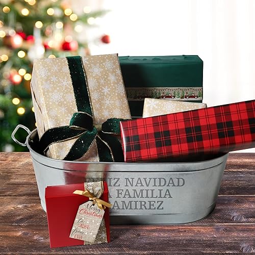 Miniatura 16 de Let's Make Memories Tina de bebidas personalizada – Fiesta de Navidad – Come, bebe y sé feliz – Metal – Grabado – 5.5 galones Be Merry