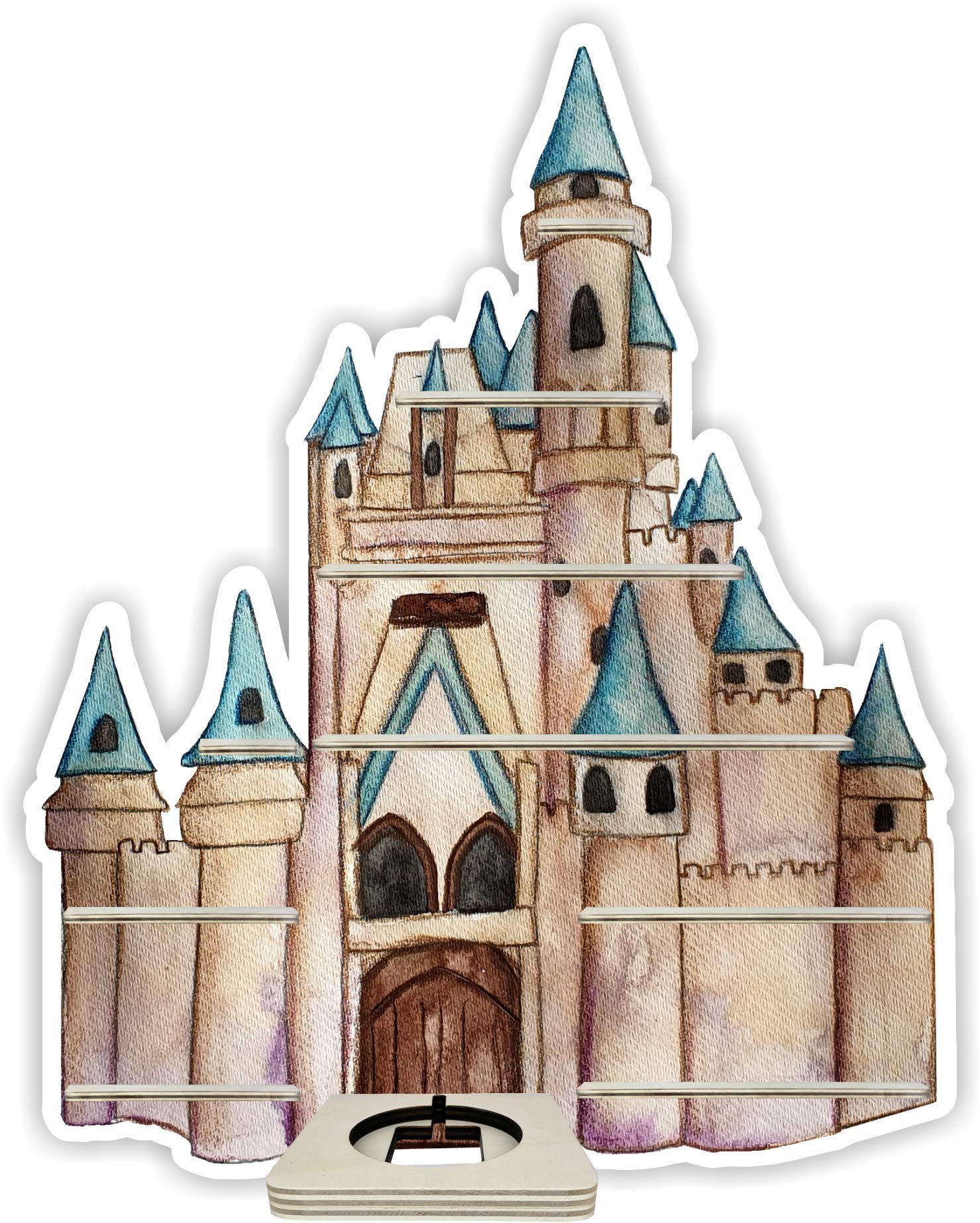 Farbklecks-Collection Musikboxregal Sommergartenschloss, Wandregal für bis zu 40 Hörfiguren, Maße 60 x 48 x 6 cm, mit speziellem Ablagefach kompatibel mit Toniebox, handgefertigt in Deutschland