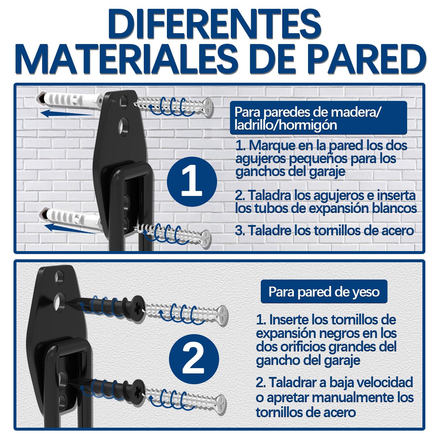 3-H Ganchos de Garaje Resistentes, Paquete de 8 Ganchos de Almacenamiento de Garaje de Acero, Soporte de Pared y Organizador de Herramientas, Cuerdas, Cables(Rojo) — view 6
