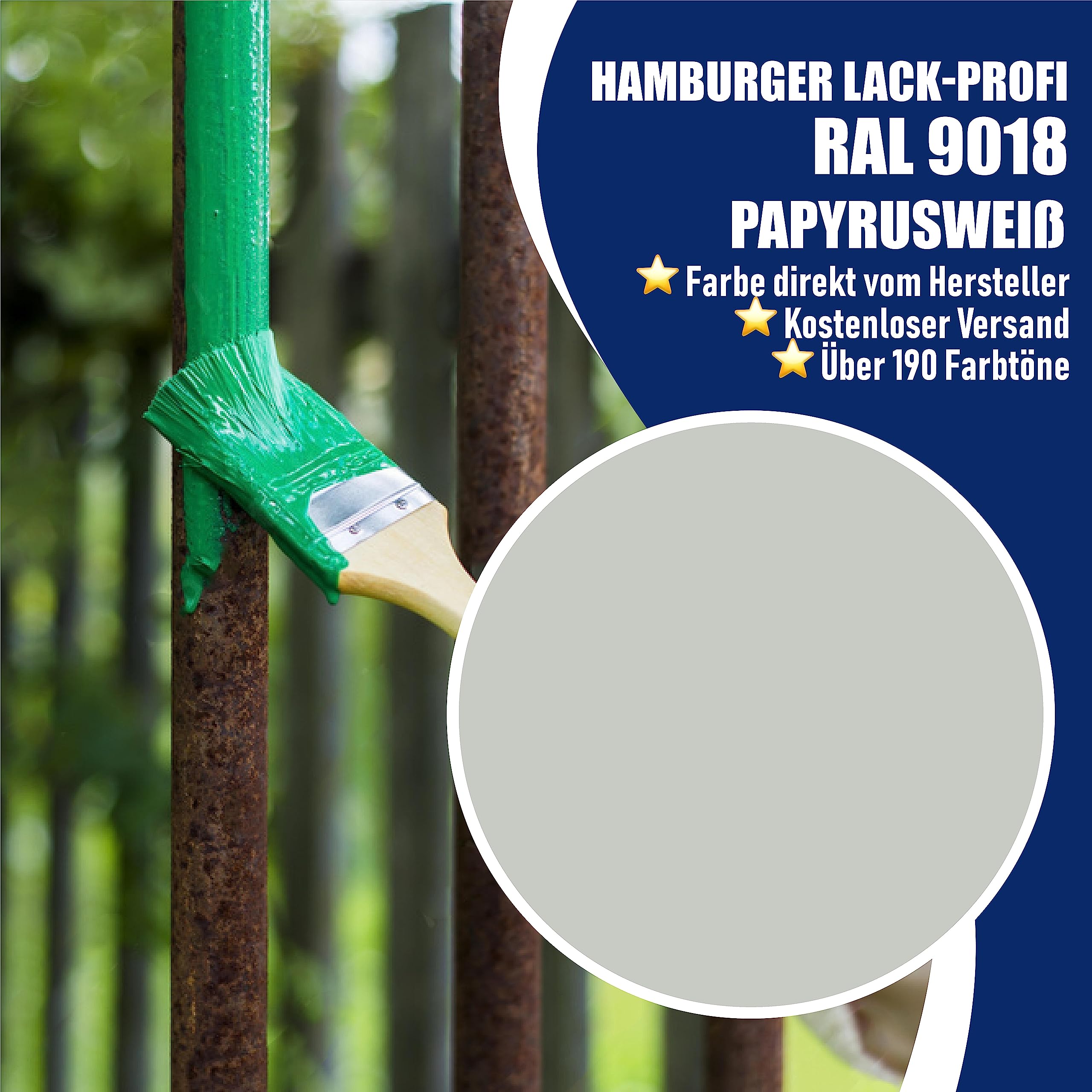 Metallschutzlack MATT Papyrusweiß RAL 9018 Weiß Metallschutzfarbe Metalllack Metallfarbe // Hamburger Lack-Profi (1 L)