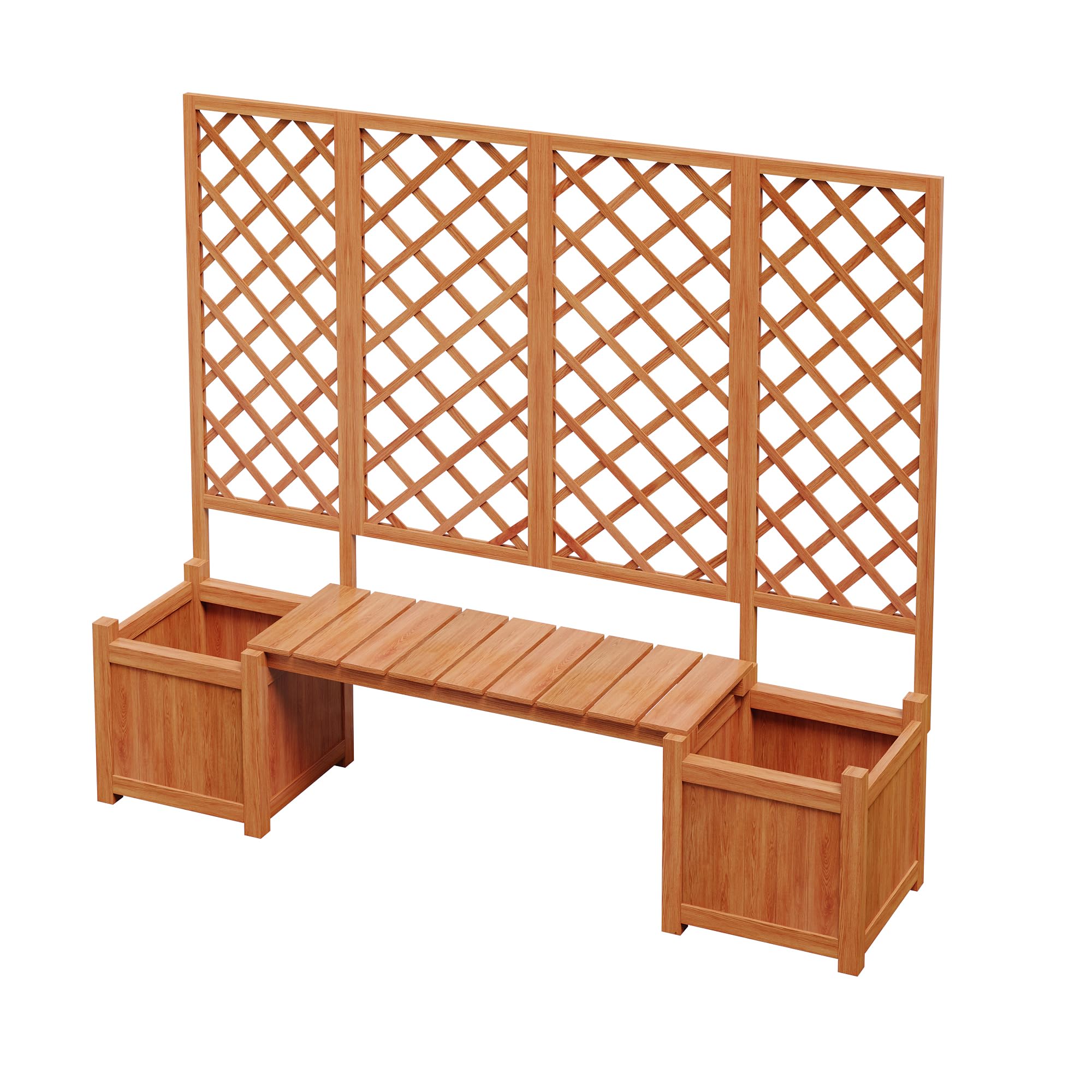 Fioriera con traliccio e seduta, in legno di abete massiccio, grigio, 169 x 145 x 42 cm, per piante rampicanti, terrazza e giardino (grigio-A)