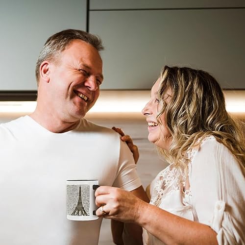 Miniatura 4 de 3dRose Taza vintage de dos tonos de la Torre Eiffel, Francia, 11 onzas, negro/blanco