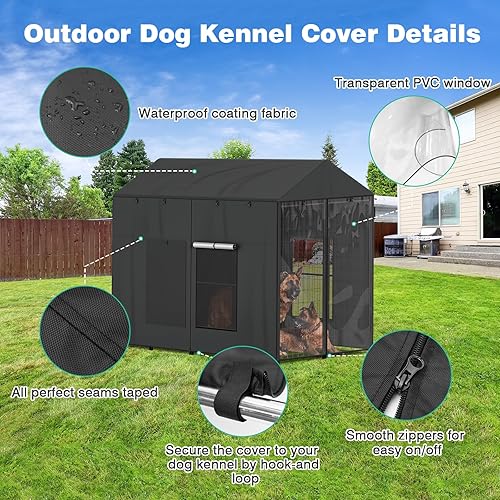 Miniatura 6 de LitaiL Funda para perrera para perros al aire libre, cobertura completa para jaulas de perro de 8 pies de profundidad x 4 pies de ancho x 6 pies de