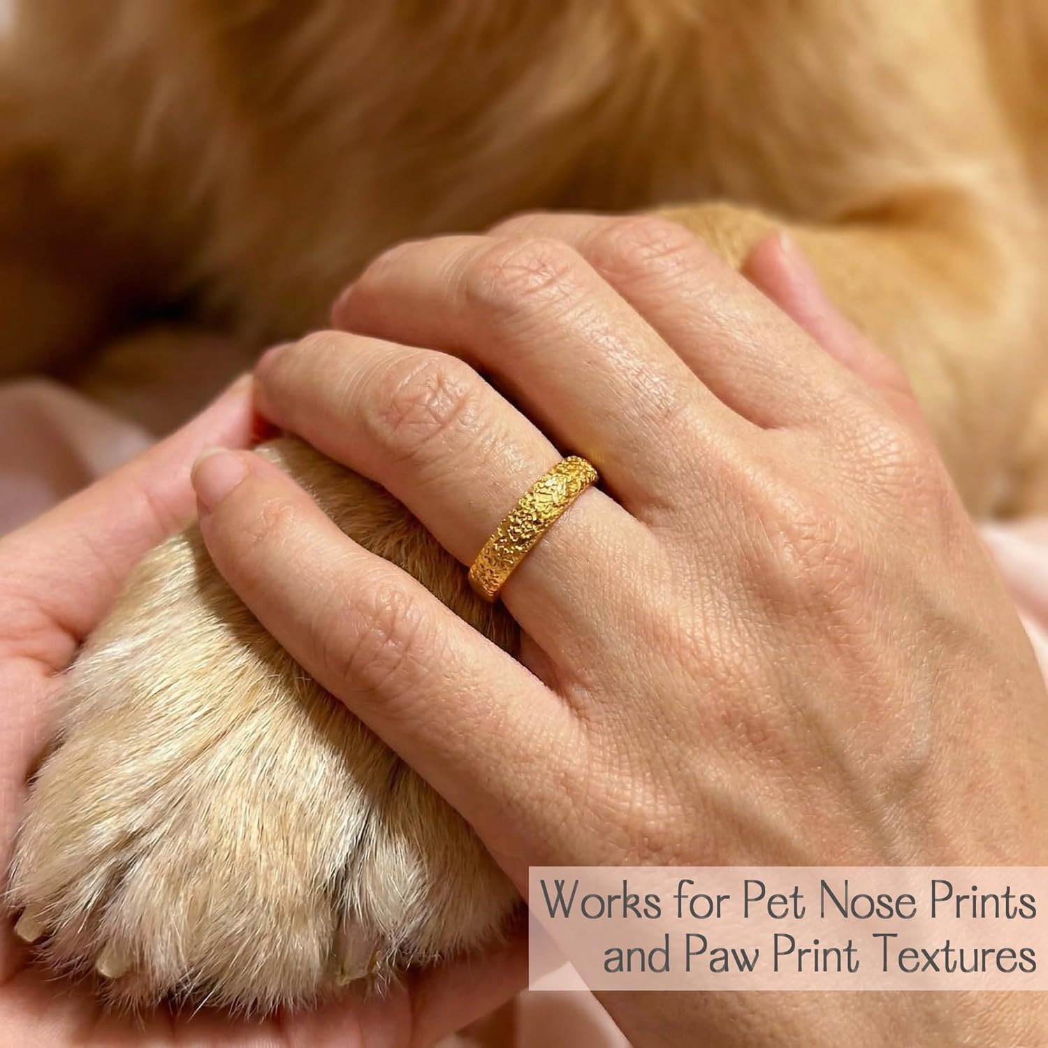 Custom Dog Nose Print Sterling Silver Ring – No Messy Wax or Kit Required! | Honor Your Once-In-A-Lifetime Bond | Dog Memorial Gift | Cat Lover Gifts | Loss of Pet Jewelry | Gold or Rose Gold Rings R4