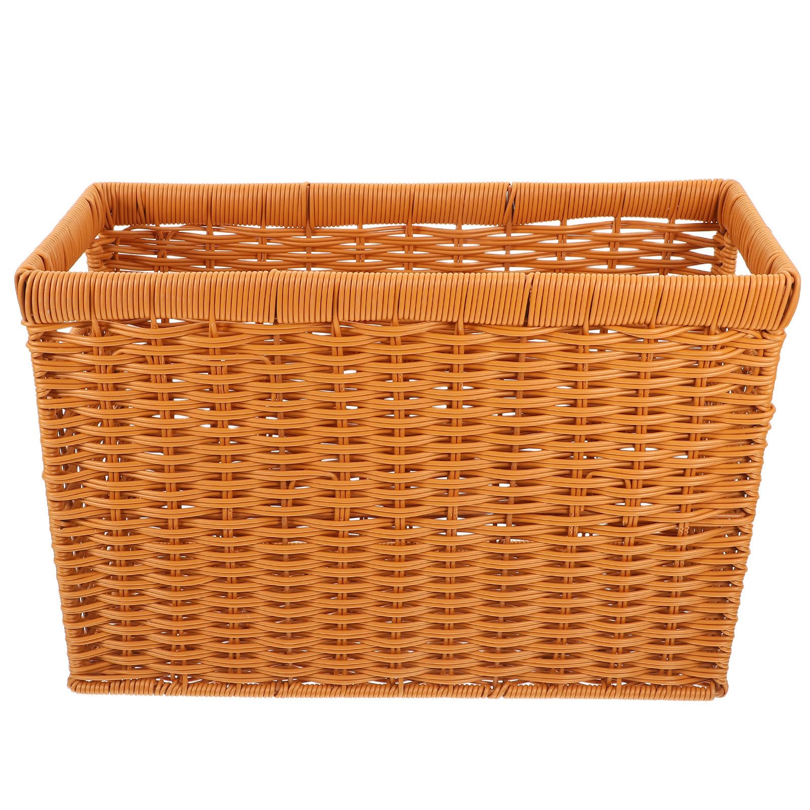 Panier tressé main en plastique marron pour éliminer le désordre des placards