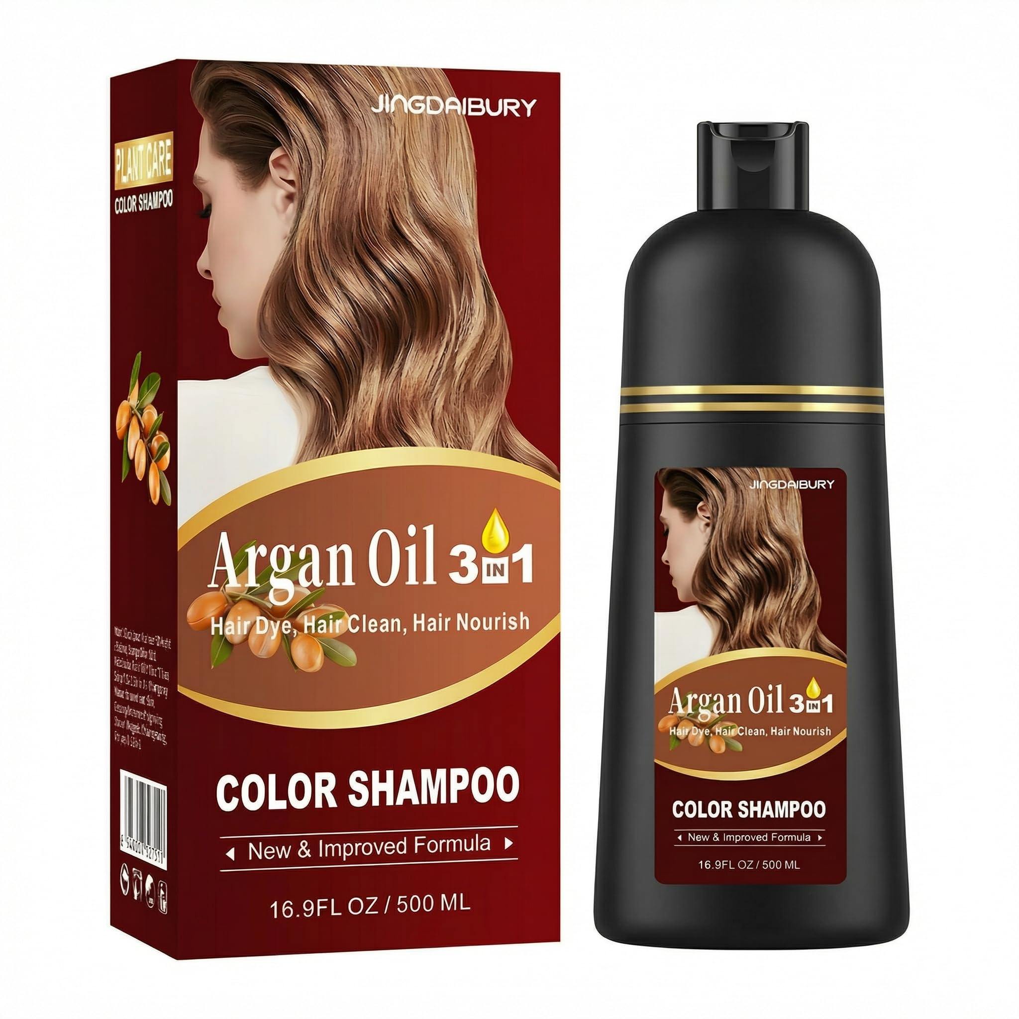 Coffee Hair Dye 16.9 Fl Oz, Argan Oil Hair Shampoo, 3 in 1 Hair Dye Shampoo, Easy To Use, Semi-Permanent Hair Color Shampoo (Coffee)