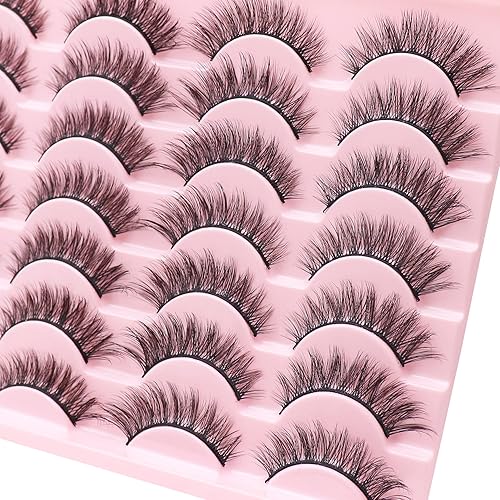 Miniatura 4 de Veleasha Pestañas postizas de visón sintético 3D, pestañas postizas esponjosas, aspecto natural, paquete de 14 pares de pestañas postizas de lujo