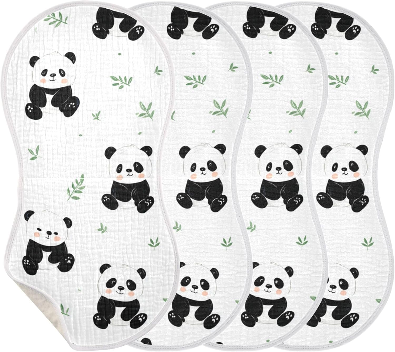 Cute Panda Chinese Burp Cloths Baby Boys Girls Absorbent Soft Cotton Burping Cloths Rags 4 Pack