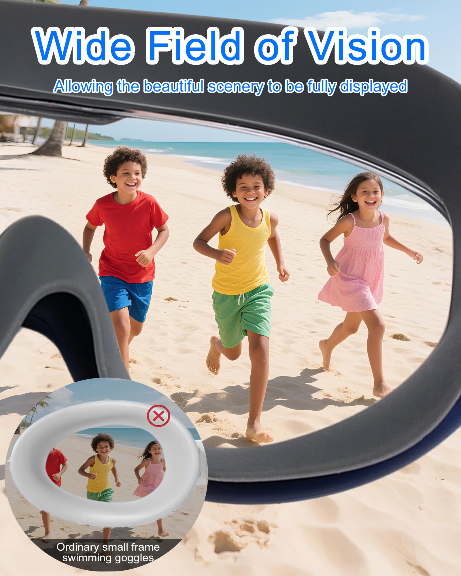 Lunettes de natation pour enfants de 6 à 12 ans, large vision, protection UV anti-buée, pas de fuite, pour garçons et filles