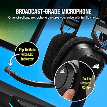 Corsair HS80 RGB Wireless Premium Gaming Headset Dolby Atmos.