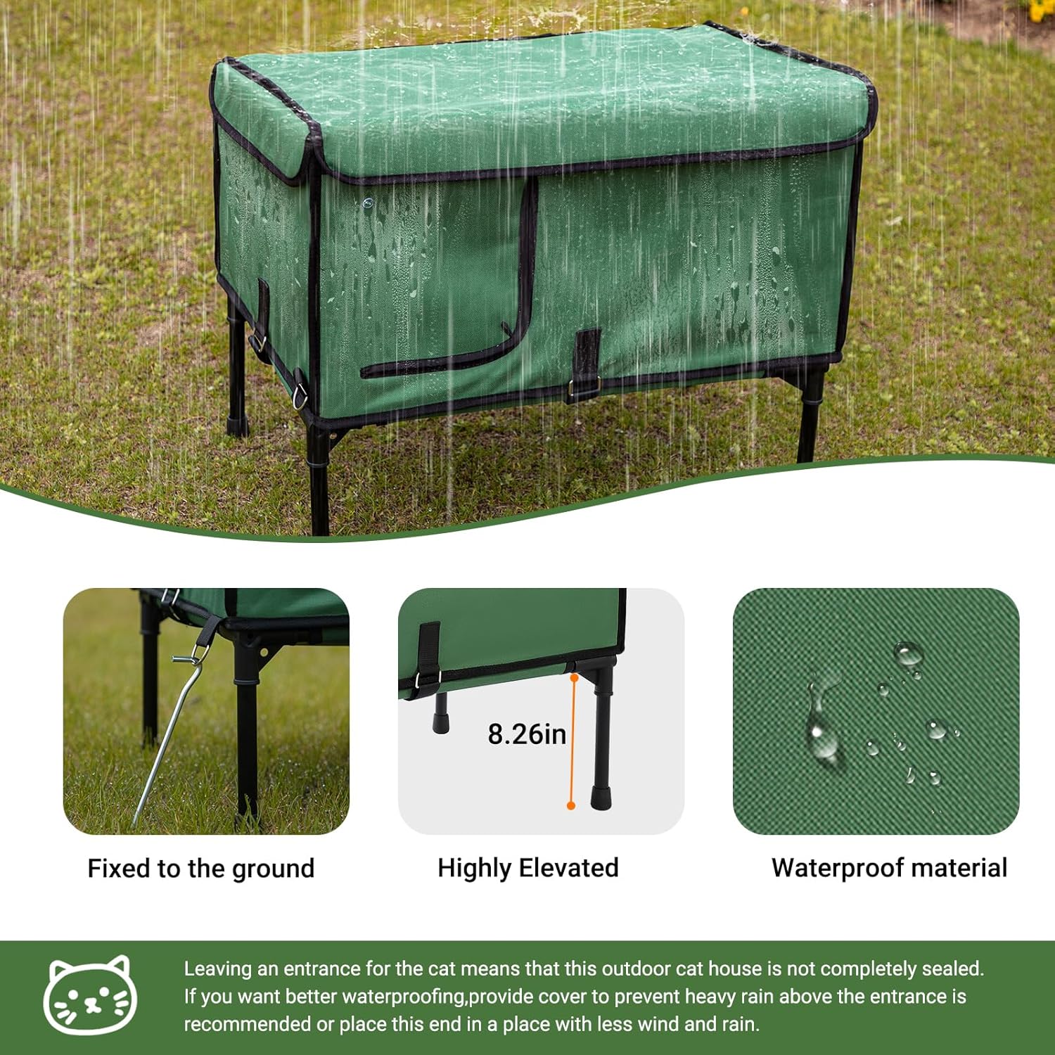 review Outdoor Cat House in Summer Pet Cooling Waterproof Outdoor Cat Tent Weatherproof Feral Cat Shelter(Highly Elevated)