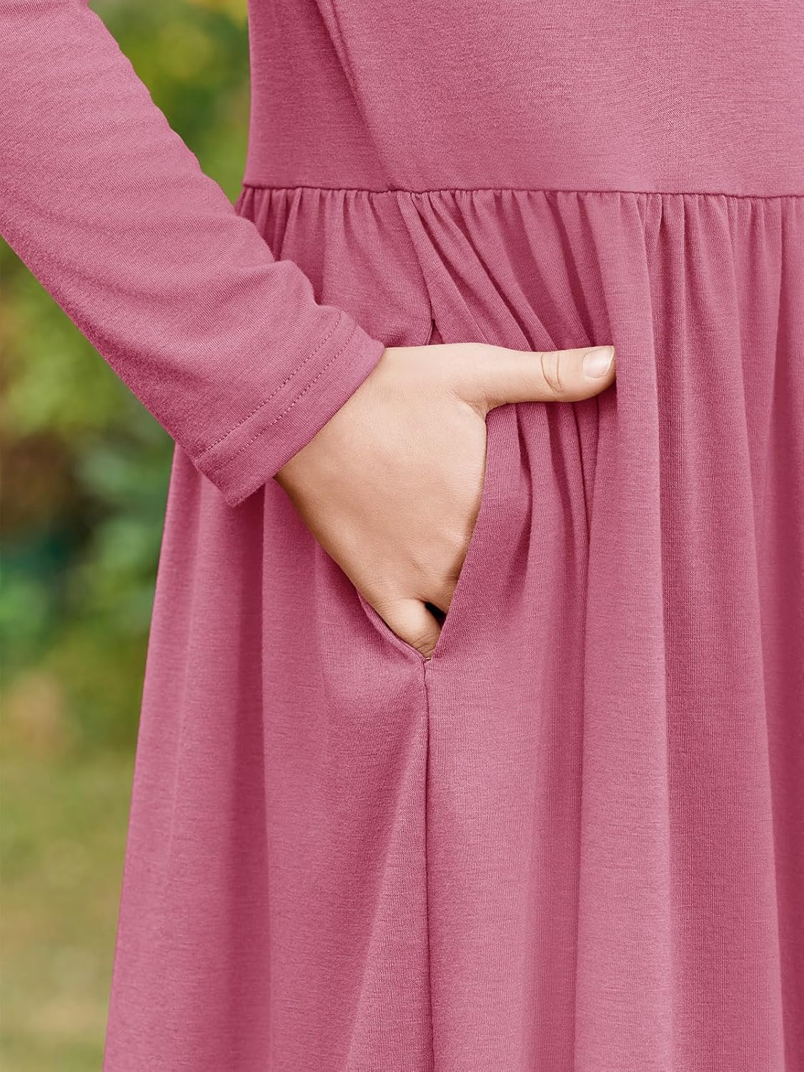 Haloumoning Girls Maxi Dress Long Sleeve Casual Holiday Dress with Pockets for 5-14 Years - Image 6