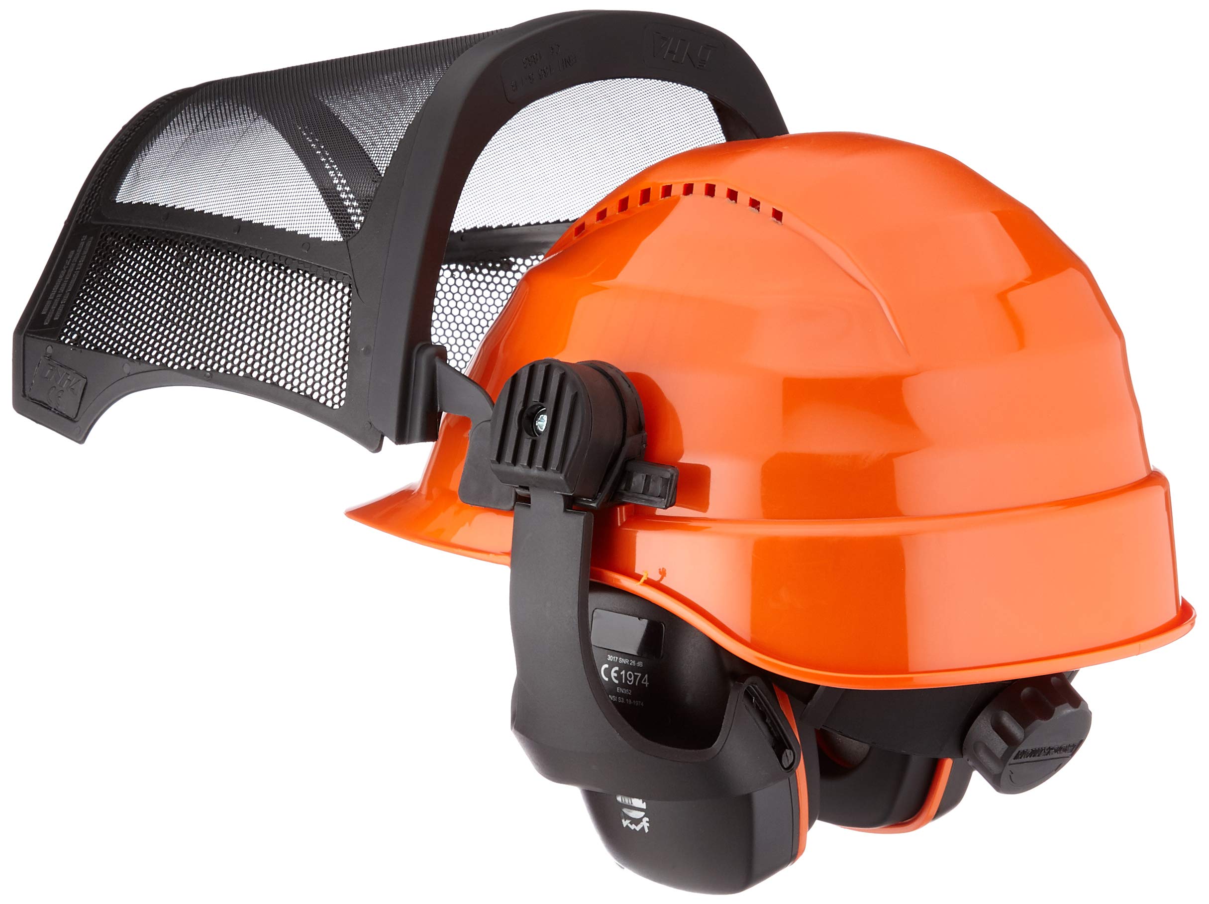 Ratioparts Rockman 2704 FWD - Casco Forestal KWF Profesional, Red de Acero Inoxidable, EN166, EN352