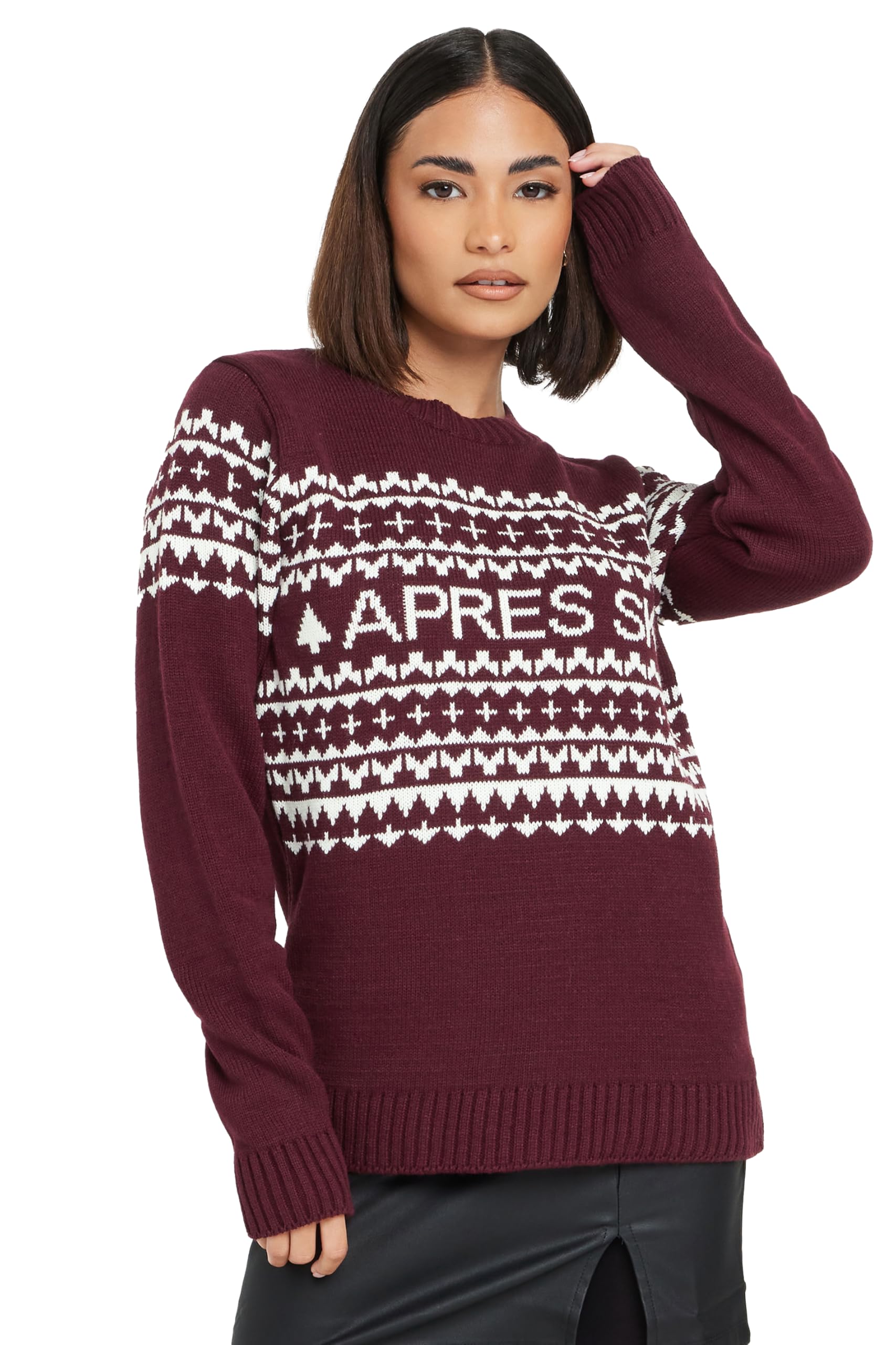 PixieGirl Women's Petite Knitted Slogan Jumper in Red | Size: 12-14