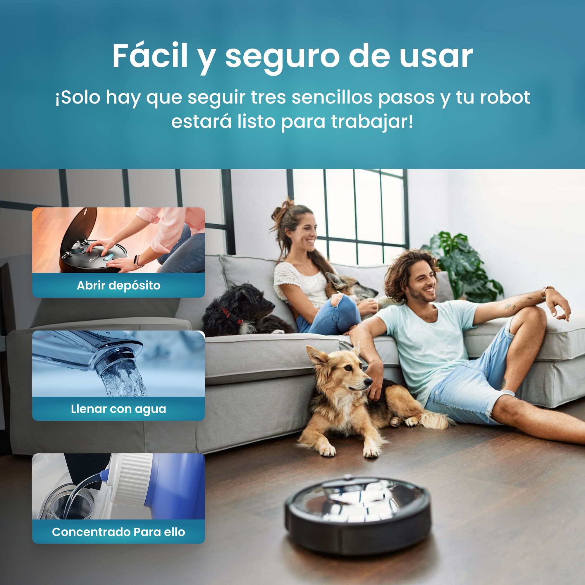 PURIVITA® Detergente Robot Aspirador 1L - Líquido para Robot Friegasuelos - Limpia Suelos para Robots Aspiradores