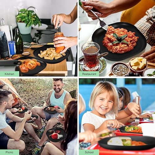 Miniatura 2 de Wheat Straw Dinner Plates Set of 8 Alternative for Plastic Plates Microwave and Dishwasher Safe Plastic Plates Reusable for Kitchen Unbreakable Kids