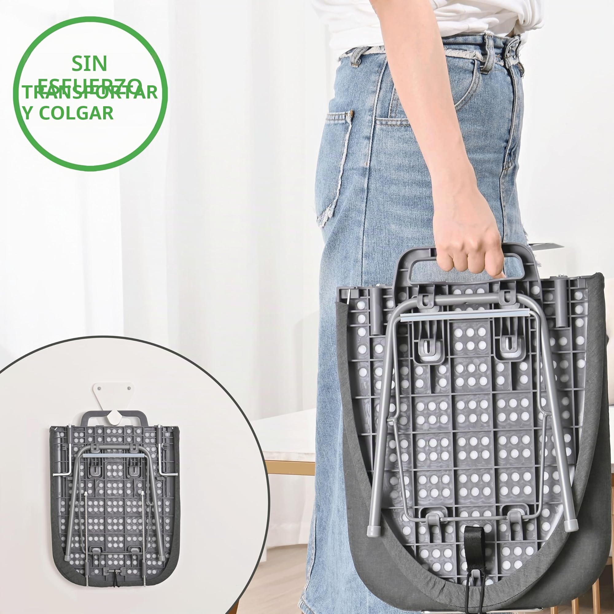 SimplySmooth Tabla de Planchar Plegable con Soporte para Plancha - 77 x 30 cm, Ideal para Planchado sobre Mesa u Otras Superficies, con asa de Transporte, pies Antideslizantes y Funda