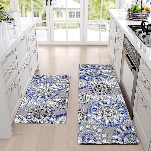 Miniatura 3 de FRAMICS Alfombras y tapetes de cocina bohemios, acolchados, antifatiga, impermeables, antideslizantes, tapetes de cocina y alfombras de espuma