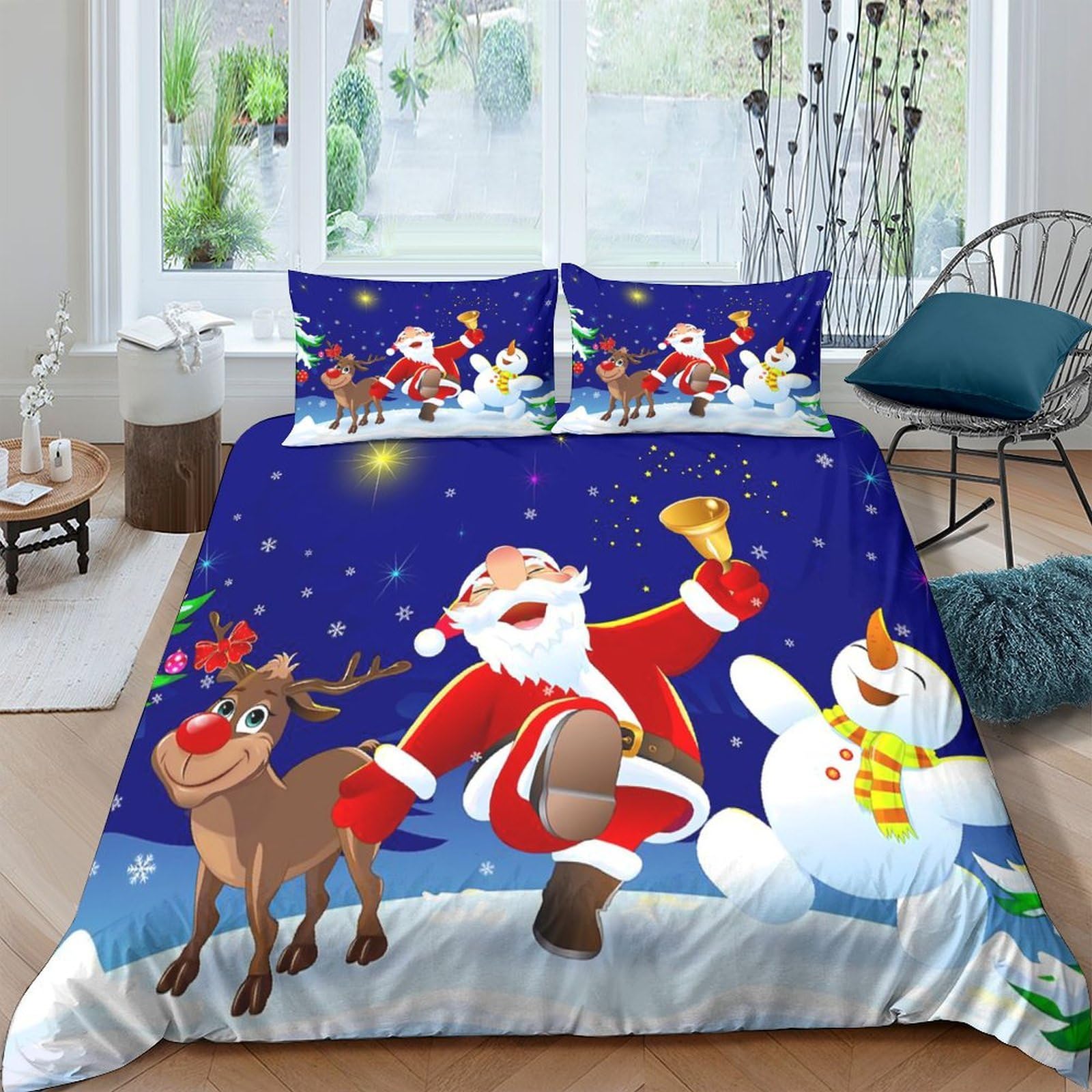 Ctjqhvkz Style-5 3D Printed Christmas Santa Fitted Sheet Microfiber Soft Snowman Night Bed Cover For Bedroom Dorm Mattress Decor Single（135X200cm）