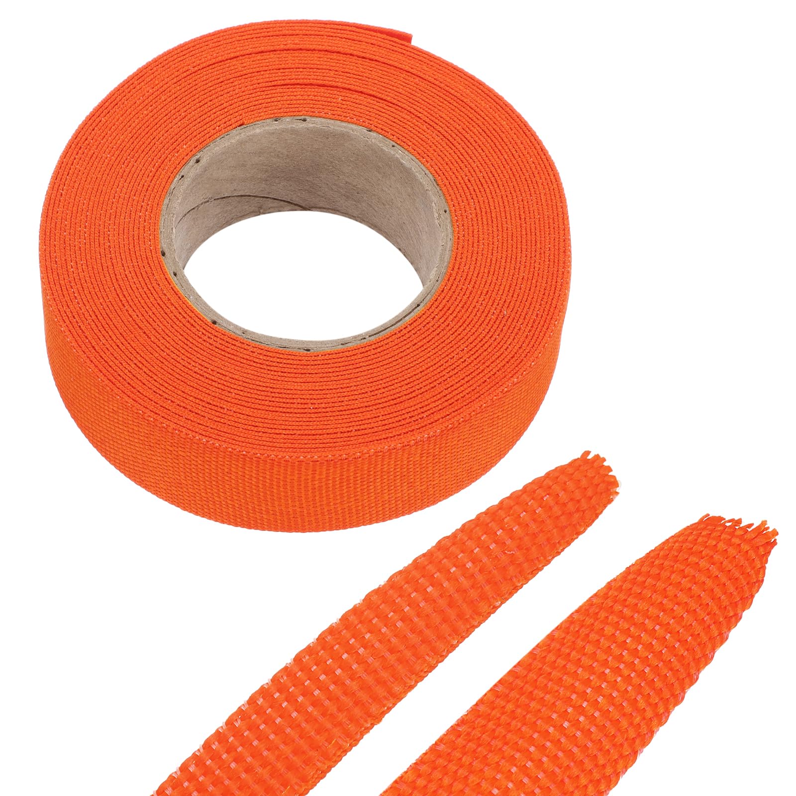 sourcing map 8m Braided Cable Sleeves Heat Shrinkable Fabric Sleeving,PET Expandable 7/8" 26ft Orange 2:1 Ratio Heat Shrinkable Cord Protector for Harness Network Cable Protection