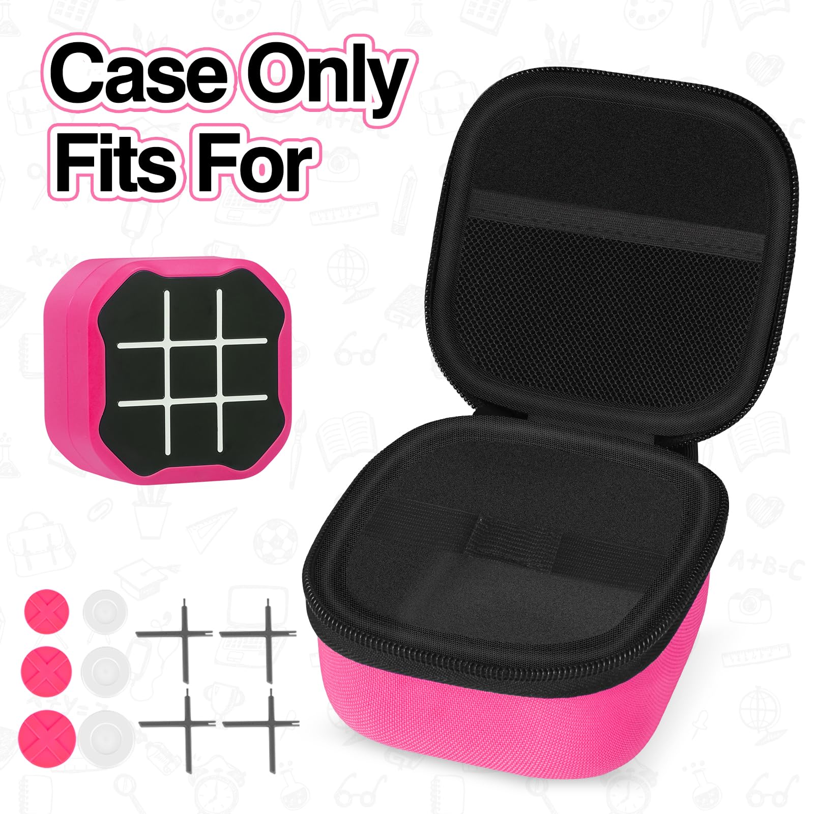 Roseliya Case Compatible wtih Giiker Tic Tac Toe Bolt Game - Durable Travel Bag for Giiker Infinite Tic Tac Toe Electronic 3-in-1 Puzzle Console and Accessories- Pink