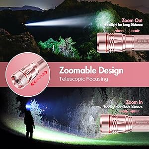 WdtPro Rechargeable Flashlights High Lumens, 1 Pack 10H Long Lasting Super Bright EDC Flashlights, LED Mini Tactical Flash Lights for Camping Emergency, Drop & Water Resistant Pink(Battery Included)