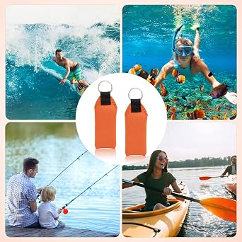 NQEUEPN 2pcs Floating Key Chain for Boating - Orange Neoprene Boat Ring Float Waterproof Pendant Foam Keychain for Surfing Rowing Fishing Outdoor Sports