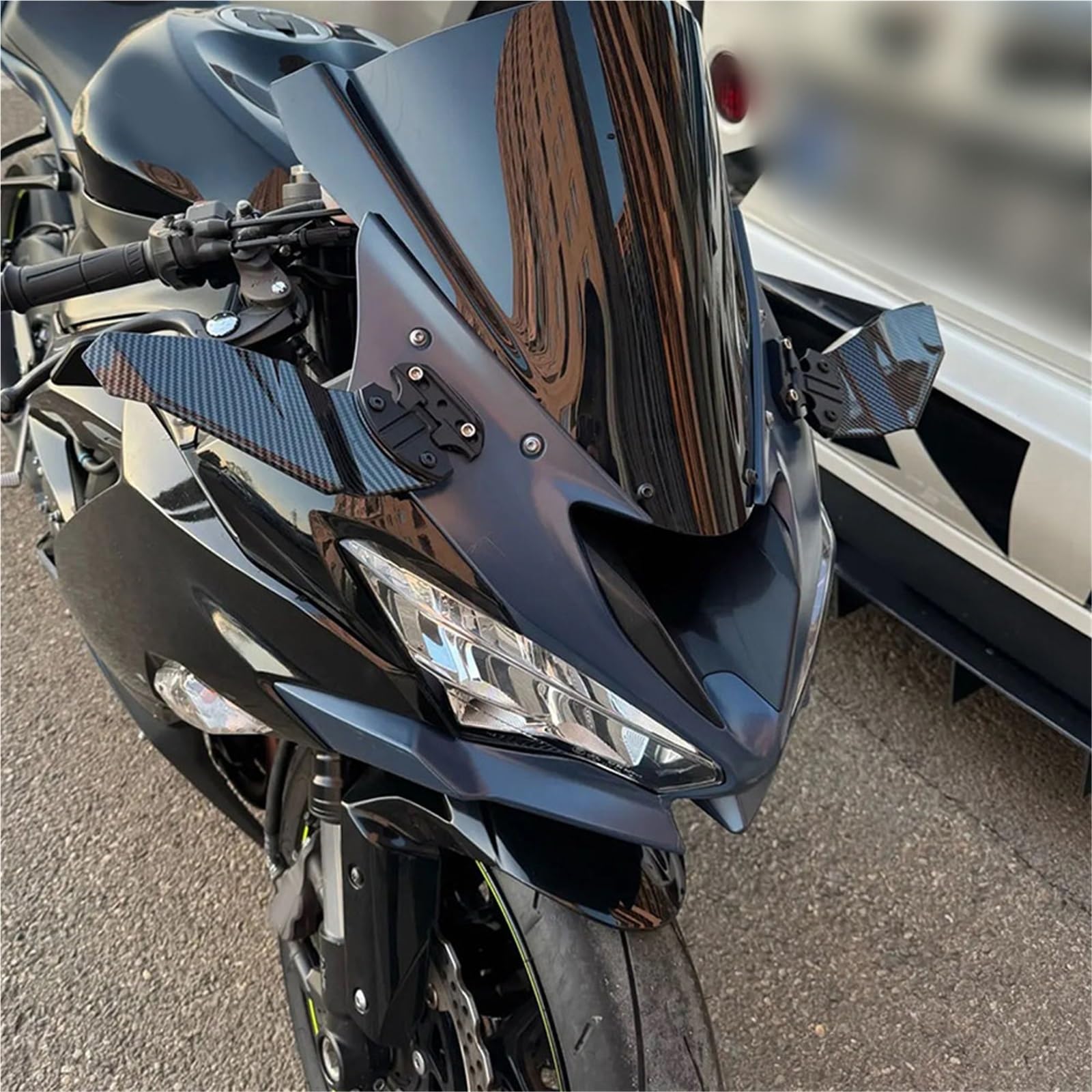Carénage De Becquet Latéral Réglable en Fiber Carbone avec Rétroviseurs pour Yamaha YZF R1 R3 R6 R15 R25 R125 T-MAX530