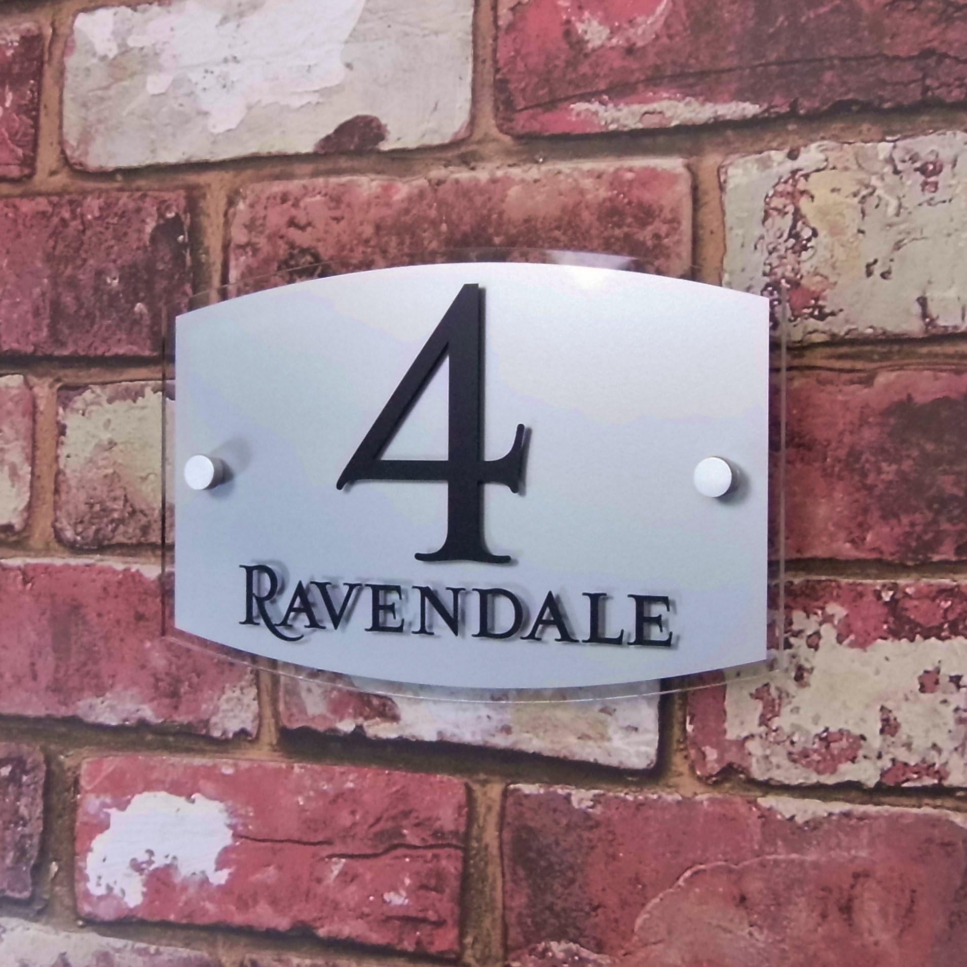 Modern House Sign Door Number Street Address Plaque MADE TO ORDER Acrylic Black and Silver