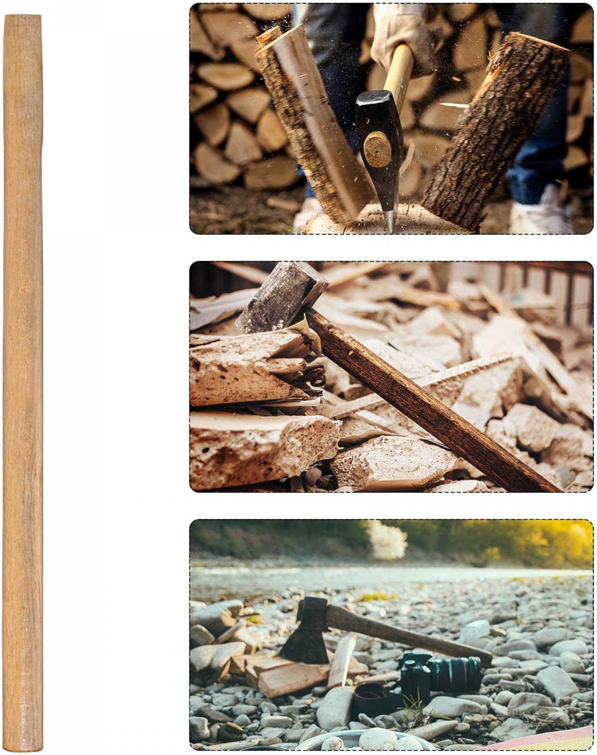 uxcell 28 Inch Hammer Long Wooden Handle Wood Replacement Handle for Sledge Hammer Oval Eye Oak Wood