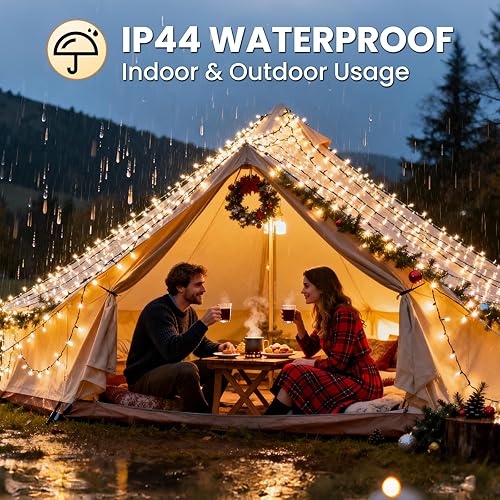 Miniatura 5 de Luces de árbol de Navidad, 65 pies65.6 ft, 200 luces LED de Navidad enchufables, 8 modos de luces impermeables para exteriores interiores, función