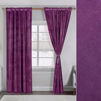 DUOBAO Dark Purple Blackout Curtains, 96 Inches, 52 Wide, 2 Panels
