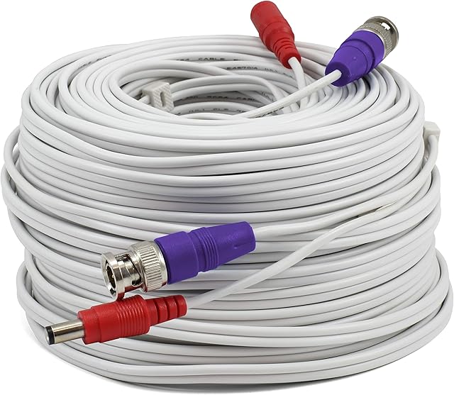 Swann BNC Coaxial Cable for Security Camera CCTV System, Audio Video Extension Power Cables, UL Certified and Fire Resistant, 200 ft (200 Ft / 60 M), 200 ft BNC Cable (SWPRO - 60ULCBL)