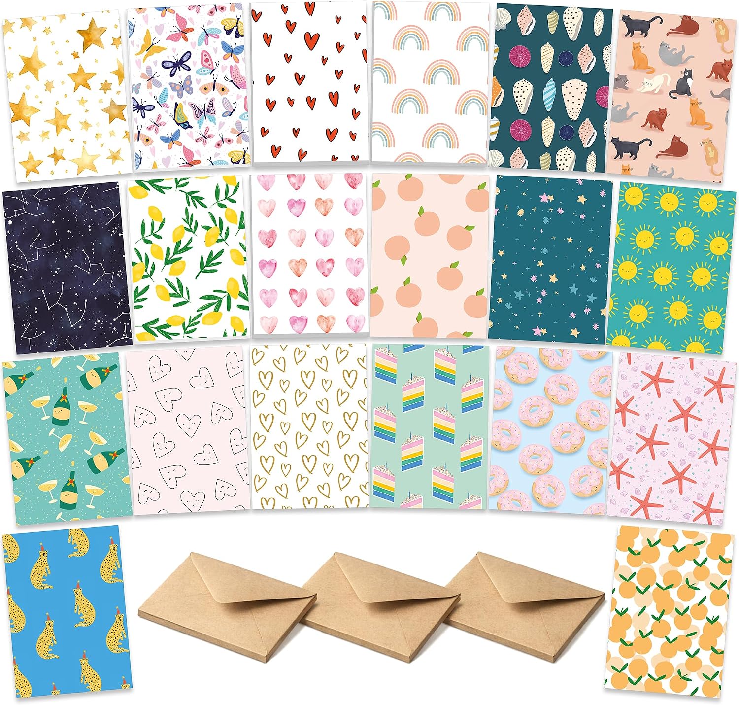Old English Company Pack of 20 Assorted Everyday Greeting Cards - Thank You, Just Because, Birthday, Celebration, Congratulations - for Family Friends - Made in UK, with Envelopes