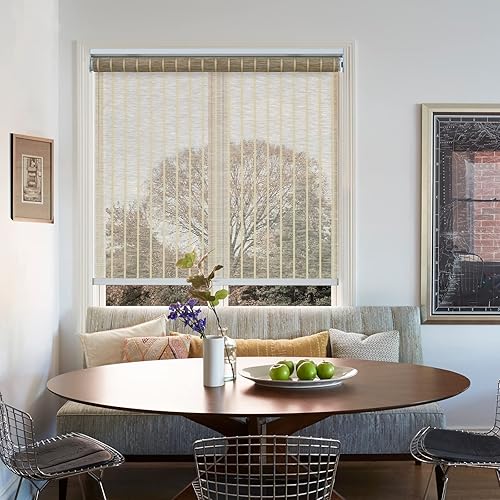 Miniatura 7 de Persilux Persianas filtrantes de luz de tamaño personalizado para ventanas, de tela tejida natural, sin cordón, con aislamiento térmico,