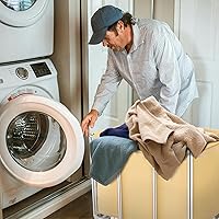 Vista 8 de Carrito de lavandería comercial con ruedas, gran rodillo de 11.35 bushels con cesta desmontable forrada en lona impermeable, acero inoxidable