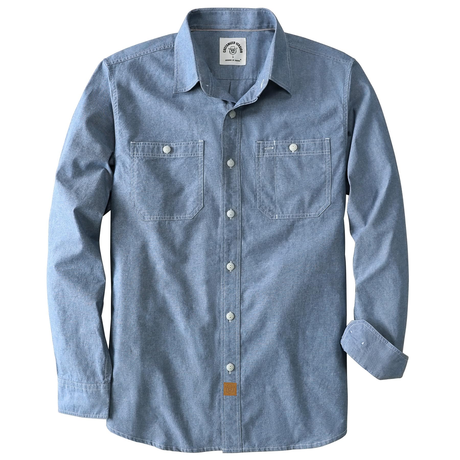 Dubinik® Chambray Hemd Herren Langarm Baumwolle Freizeit Regular Fit